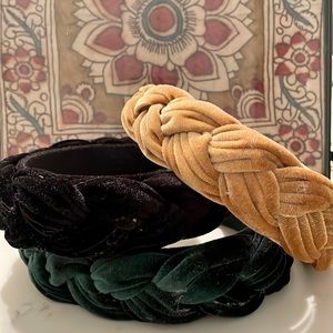 Velvet Braided Headbands.- Set of 3 - Like New